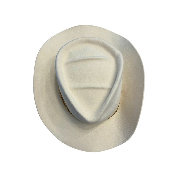 Gladys Tamez Camille Western Hat Felt Velour Gold Chain Pearl Alabaster Size L main image 8